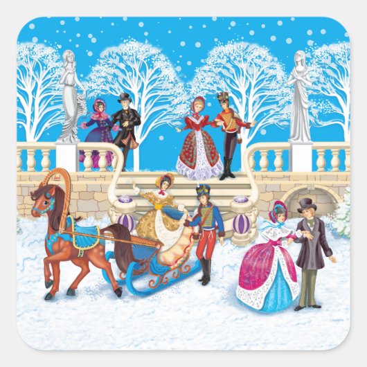 Winterloop Vierkante Sticker (Voorkant)