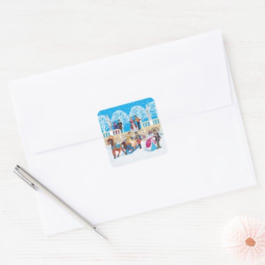 Winterloop Vierkante Sticker (Envelop)