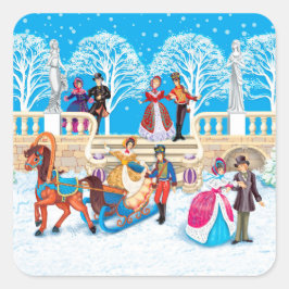 Winterloop Vierkante Sticker