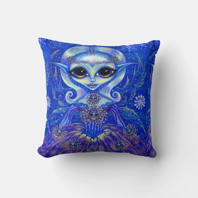 Wintermagische moerasdollar met katten en sneeuwvl kussen (Voorkant)