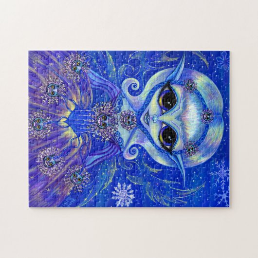 Wintermagische moerasdollar met katten en sneeuwvl legpuzzel (Horizontaal)