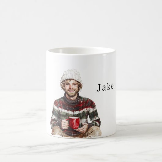 Winterman met baard witte hoed koffiemok (Center)
