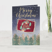 Wintermarinerrode Waterverf sneeuwbomen kerst Kaart (Voorkant)