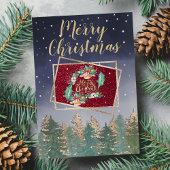 Wintermarinerrode Waterverf sneeuwbomen kerst Kaart