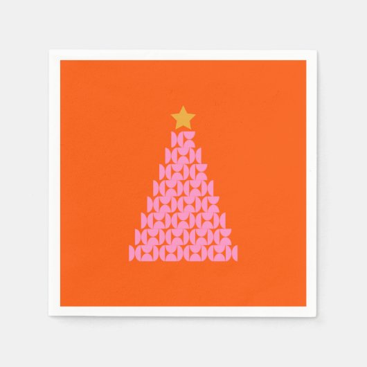Wintermarkt 02 kerstboomroze en Oranje Servet (Voorkant)