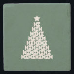 Wintermarkt 07  kerstboom stenen onderzetter<br><div class="desc">Abstracte illustratie van de kerstboom van de Vintage - de Witte Kerstboom van de Kerst op Groene Achtergrond - Typografie: De markt van de Winter New York.</div>