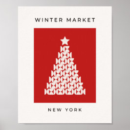 Wintermarkt 08  kerstboom poster