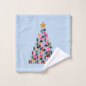 Wintermarkt 10 kleurrijke kerstboom bad handdoek (Wasdoekje)