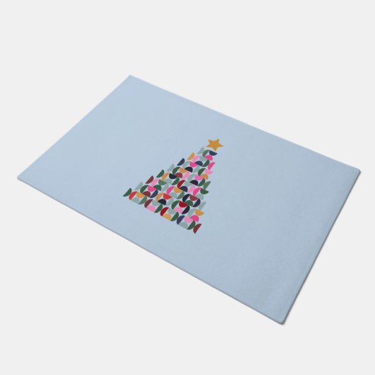 Wintermarkt 10 kleurrijke kerstboom deurmat (Schuin)