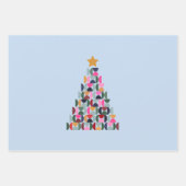 Wintermarkt 10 kleurrijke kerstboom inpakpapier vel (Voorkant 2)