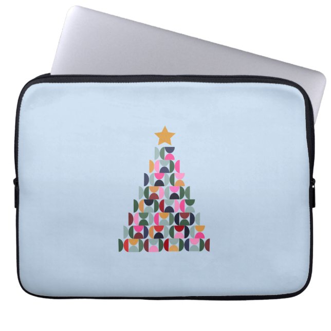 Wintermarkt 10 kleurrijke kerstboom laptop sleeve (Voorkant)