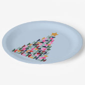 Wintermarkt 10 kleurrijke kerstboom papieren bordje (Gekanteld)