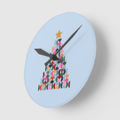 Wintermarkt 10 kleurrijke kerstboom ronde klok (Hoek)