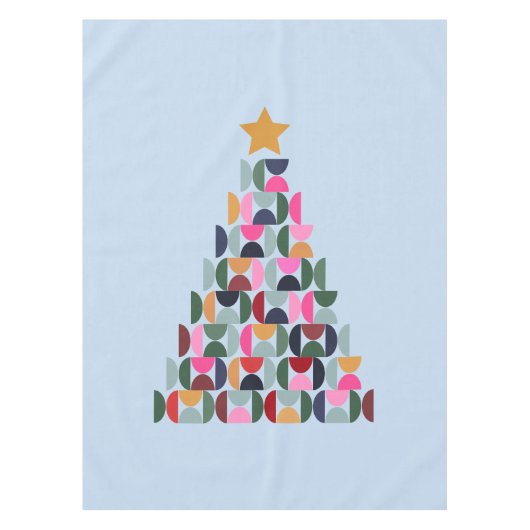 Wintermarkt 10 kleurrijke kerstboom tafelkleed (Voorkant)