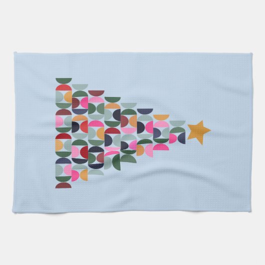 Wintermarkt 10 kleurrijke kerstboom theedoek (Horizontaal)