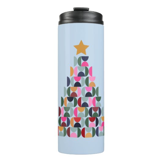Wintermarkt 10 kleurrijke kerstboom thermosbeker (Voorkant)