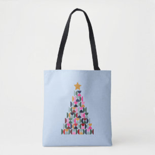Wintermarkt 10 kleurrijke kerstboom tote bag