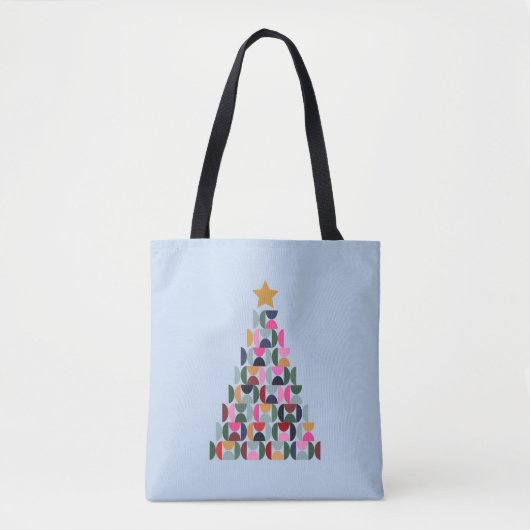 Wintermarkt 10 kleurrijke kerstboom tote bag (Voorkant)
