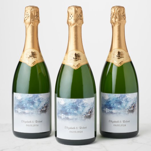 Wintermeer meer sparkling wijnetiket (Flessen)