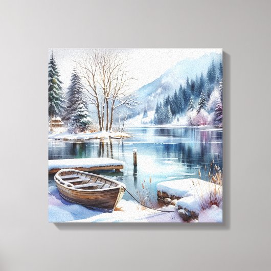 Wintermeer Scène Canvas Kunst (Voorkant)