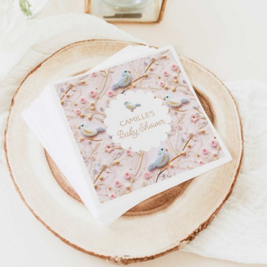 Wintermeisje Baby shower roze papier Servet