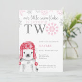 Wintermeisje Beer 2e verjaardag Kaart (Staand voorkant)