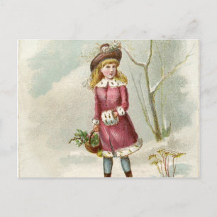 wintermeisje briefkaart