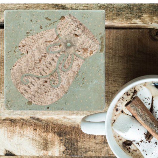  wintermessen met mitten snewflake stenen onderzetter