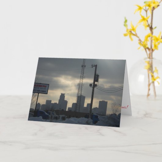 “Wintermiddag in Minneapolis" kerstkaart Kaart (Gele Bloem)