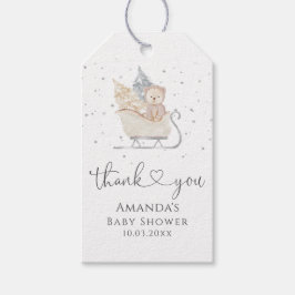 Winterminimalistisch Beer Sleigh Baby shower Cadeaulabel