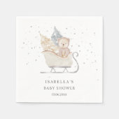 Winterminimalistisch Beer Sleigh Baby shower Servet (Voorkant)