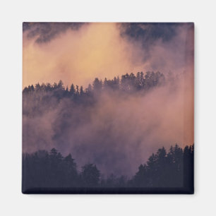 Wintermist in vallei bij zonsondergang van Morton Magneet