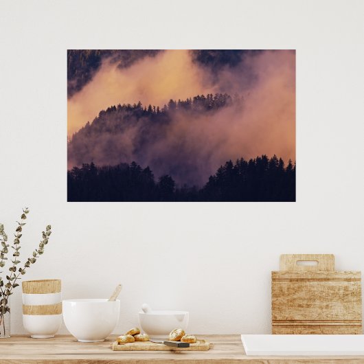 Wintermist in vallei bij zonsondergang van Morton Poster (Keuken)