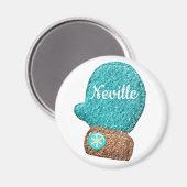 Wintermitten schattige sneeuwvlok blauw bruin wit magneet (Voorkant / Achterkant)