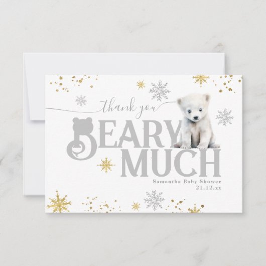 Wintermodern Barly Wachten Neutraal Baby shower Bedankkaart (Voorkant)