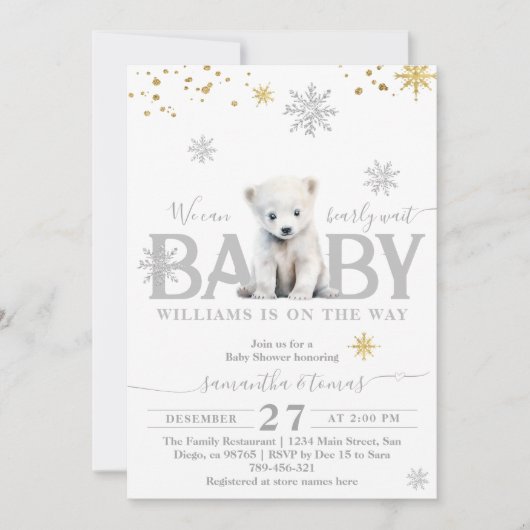 Wintermodern Barly Wachten Neutraal Baby shower Kaart (Voorkant)