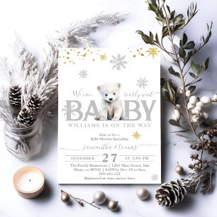 Wintermodern Barly Wachten Neutraal Baby shower Kaart