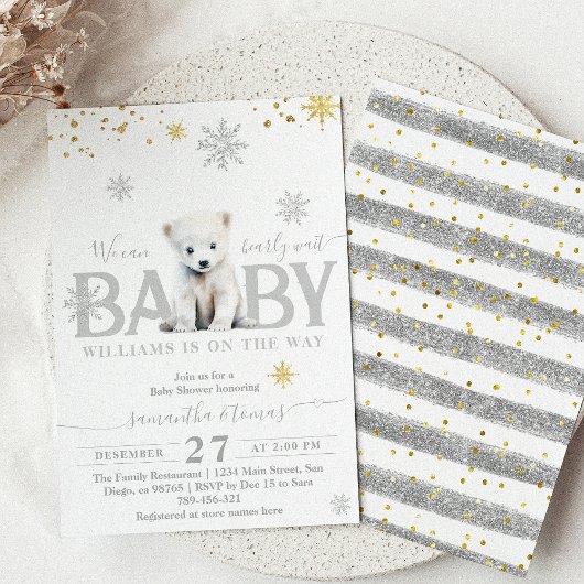 Wintermodern Barly Wachten Neutraal Baby shower Kaart
