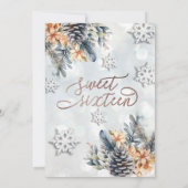 Wintermoderne bokeh bloemige waterverf kaart (Achterkant)