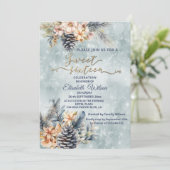 Wintermoderne bokeh bloemige waterverf kaart (Staand voorkant)