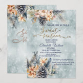 Wintermoderne bokeh bloemige waterverf kaart (Voorkant / Achterkant)