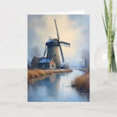 Wintermolen bij het Frozen Canal Blank Greeting Kaart (Voorkant)