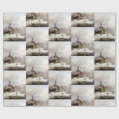  wintermolen sneeuwlandschap cadeaupapier (Vlak)