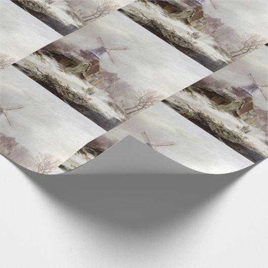  wintermolen sneeuwlandschap cadeaupapier (Hoek)