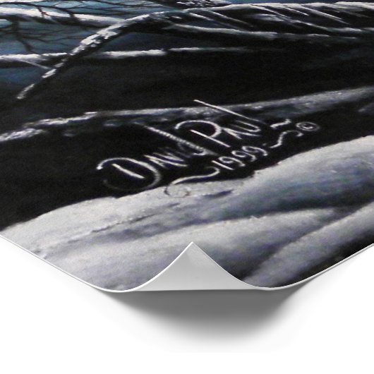 Wintermoonsneeuwscène canvas te koop poster (Hoek)