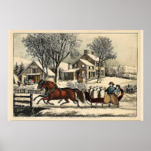 Wintermorgen in de Landelijke Currier & Ives