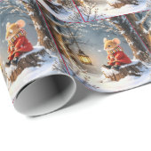 Wintermuis en lantaarn in sneeuwvlokken cadeaupapier (Rol Hoek)