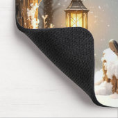 Wintermuis en lantaarn in sneeuwvlokken muismat (Hoek)