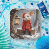 Wintermuis met boslantaarn papieren bordje (Feest)
