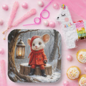 Wintermuis met boslantaarn papieren bordje (Feest)